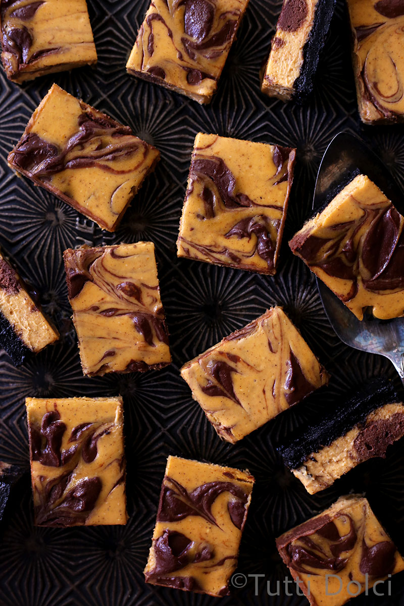 Pumpkin Chocolate Cheesecake Bars | Tutti Dolci