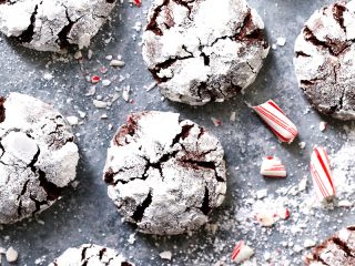Chocolate Peppermint Crinkle Cookies