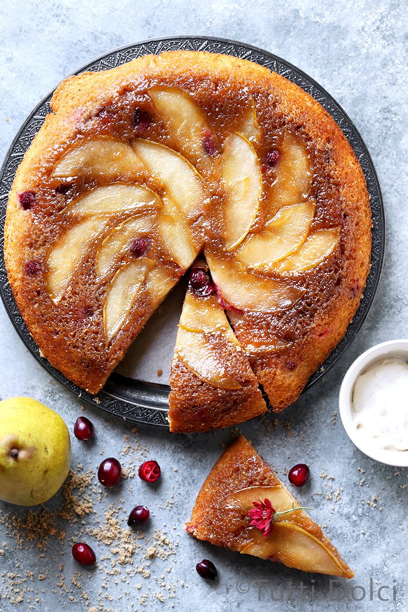 Pear Cranberry Upside Down Cake