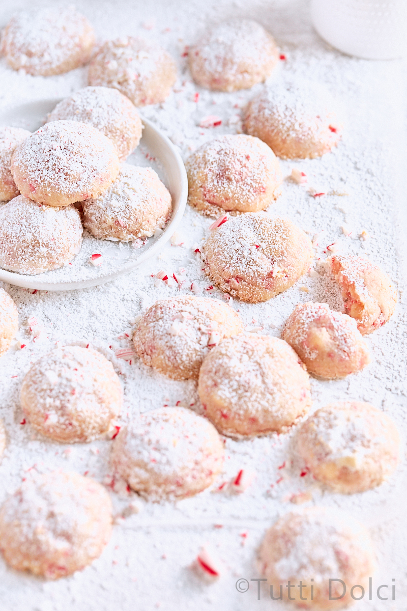 Peppermint White Chocolate Snowball Cookies