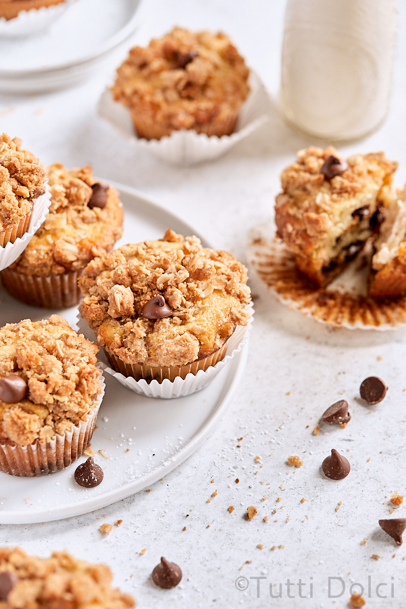 Chocolate Chip Crumb Muffins (Bakery Style)