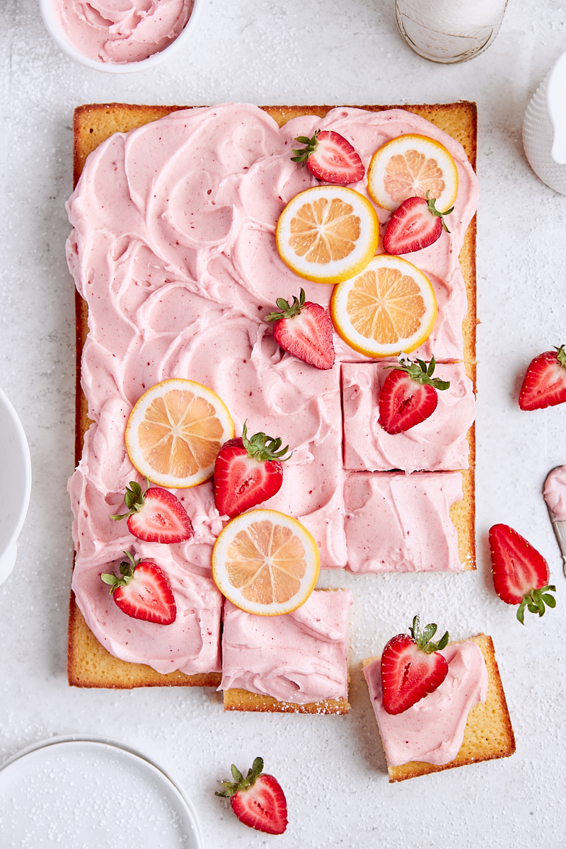 Strawberry Lemon Sheet Cake