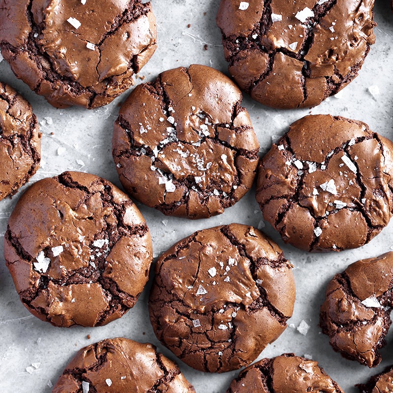 Rich and fudgy salted brownie cookies sprinkled with flaky salt