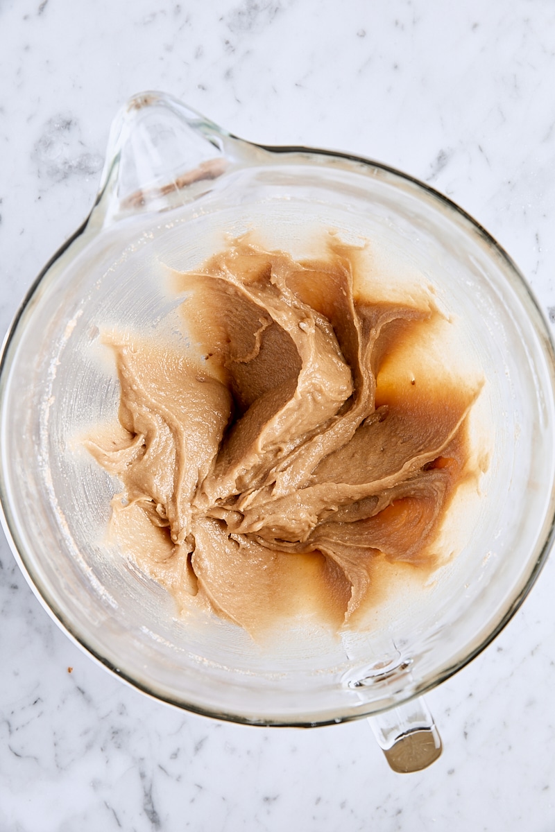 Oil and vanilla extract mixed into batter