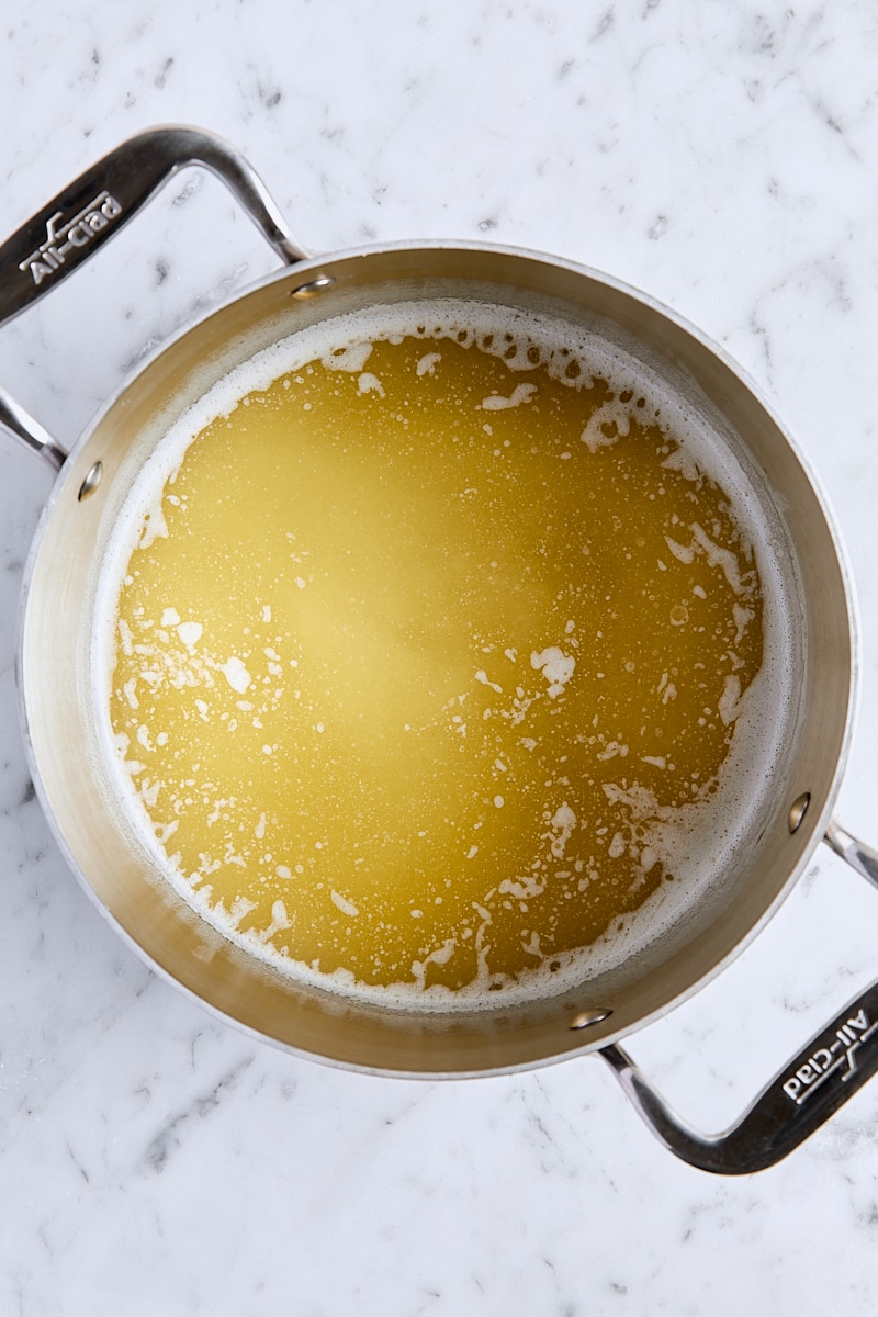 Melted butter in saucepan