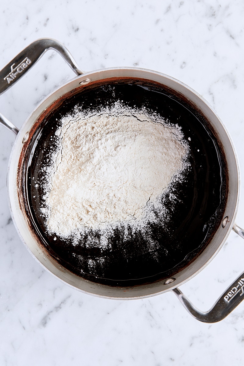 All-purpose flour added to brownie batter