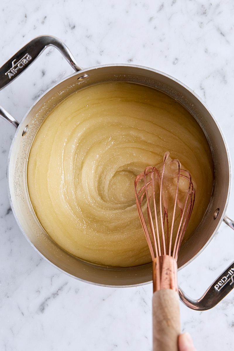 Sugar and melted butter whisked together