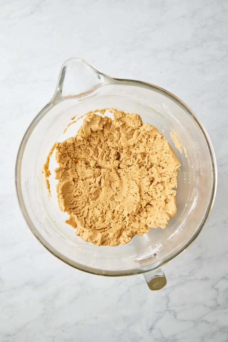 Flour mixture incorporated into cookie dough